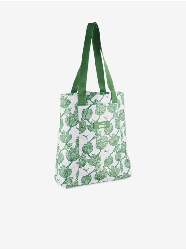 Puma White and Green Puma Core Pop Shopper Women's Patterned Bag - Women's