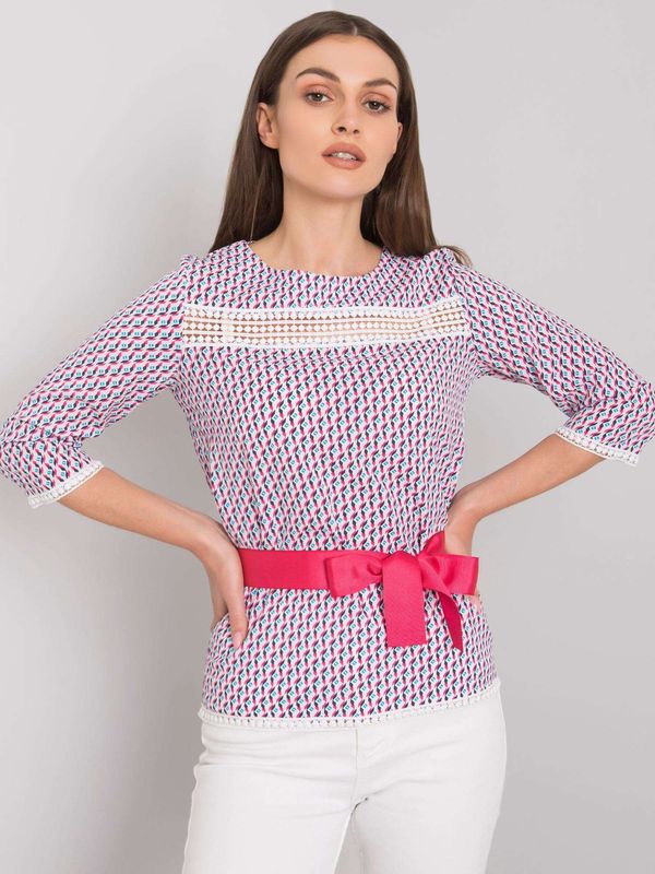 Fashionhunters White and pink blouse with colorful patterns