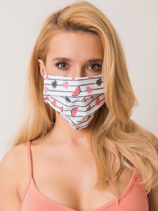 Fashionhunters White and pink protective mask with print