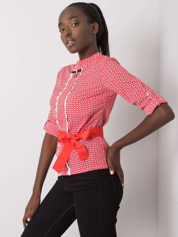 Fashionhunters White and red blouse with Tiana pattern