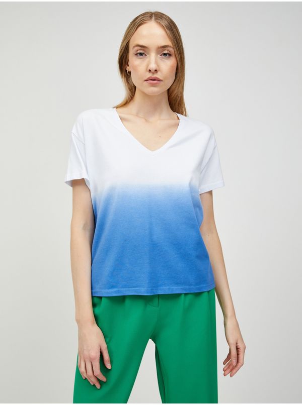Pieces White-Blue T-Shirt Pieces Abba - Women
