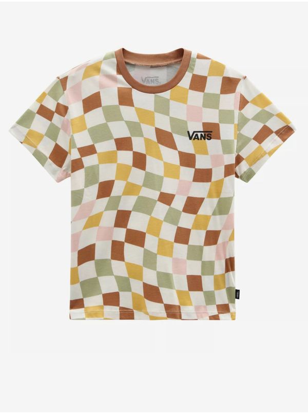 Vans White-brown girls' plaid T-shirt VANS Checker Print - Girls