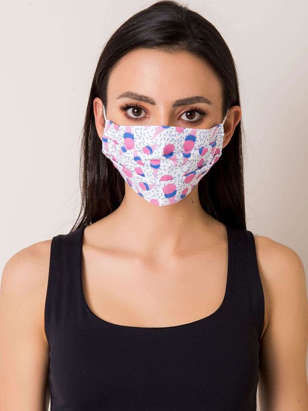 Fashionhunters White cotton protective mask with print