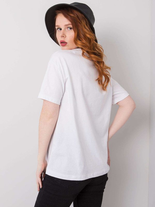 Fashionhunters White cotton T-shirt Madelyn