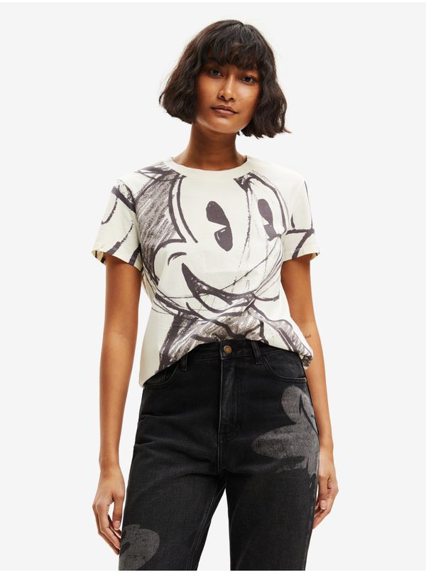 DESIGUAL White Desigual Mickey Trazos T-Shirt - Women