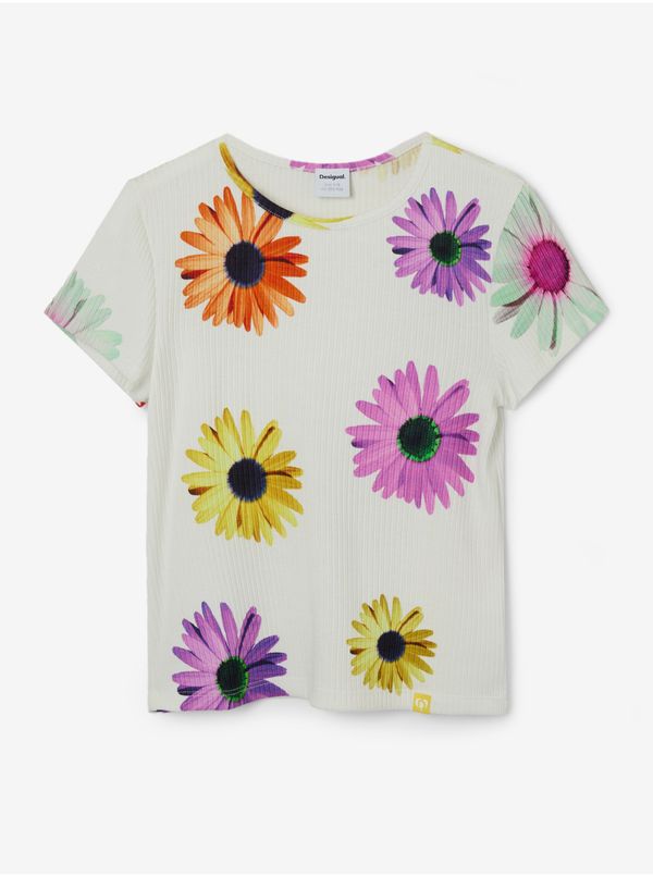 DESIGUAL White Girls' Floral T-Shirt Desigual Danerys - Girls