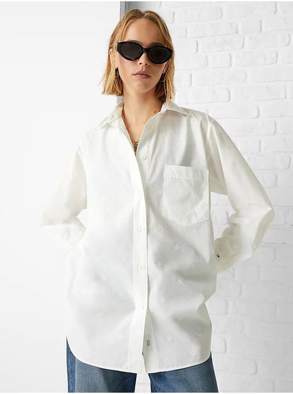 Tommy Hilfiger White Ladies Oversize Shirt with Embroidery Tommy Hilfiger - Women