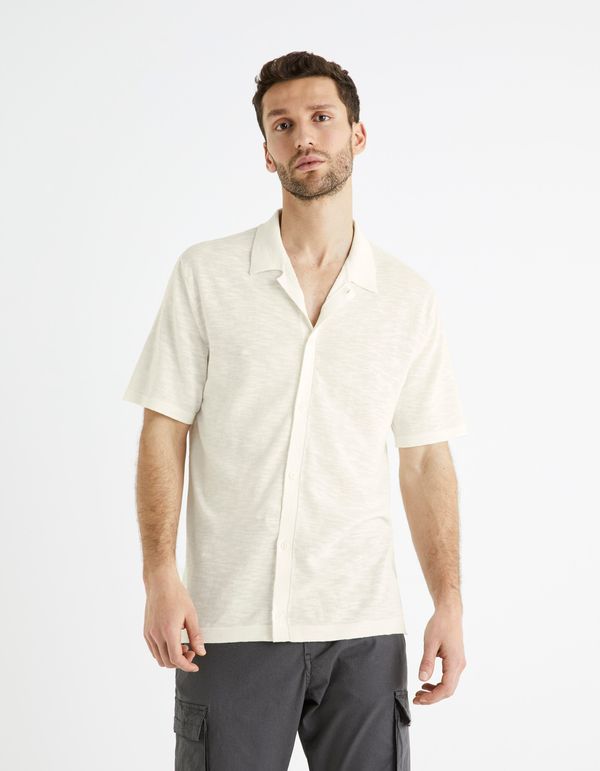 Celio White men's knitted shirt Celio Befresh