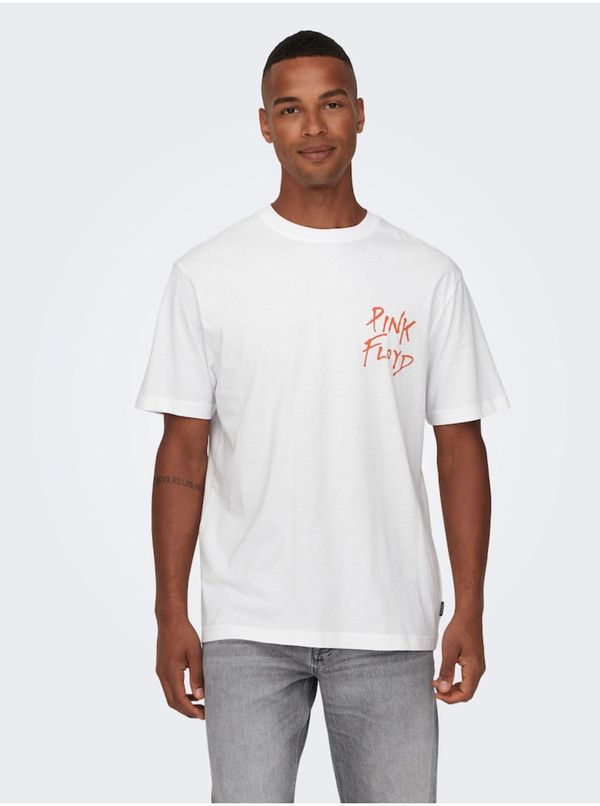 Only White Men's Short Sleeve T-Shirt ONLY & SONS Pink Floyd - Men