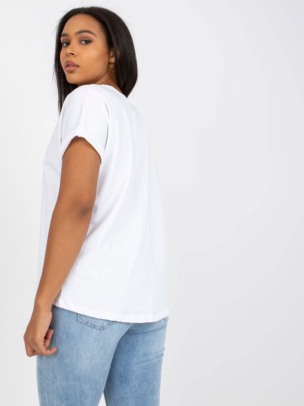 Fashionhunters White Plus size T-shirt with round neckline