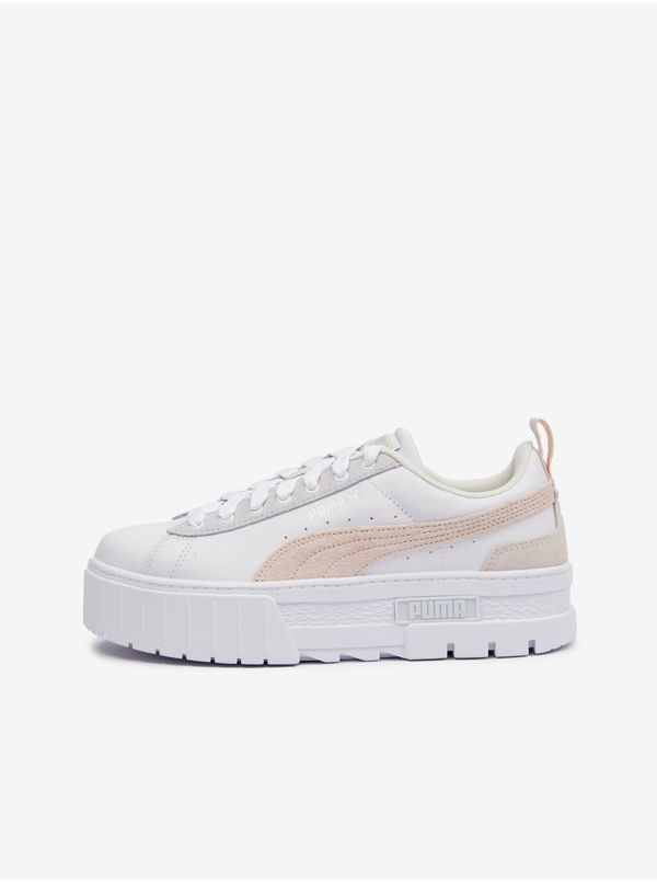 Puma White Puma Mayze Mix Wns Women's Platform Leather Sneakers - Women's