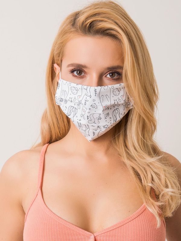 Fashionhunters White reusable protective mask with print