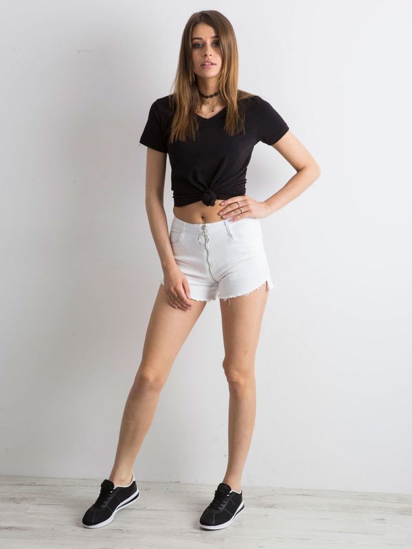 Fashionhunters White shorts with zippers