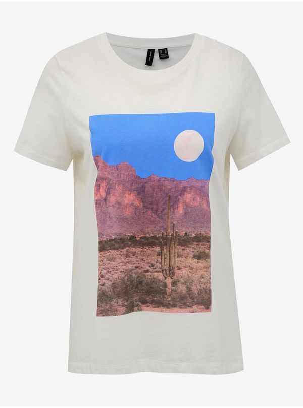 Vero Moda White T-shirt with VERO MODA Desert print