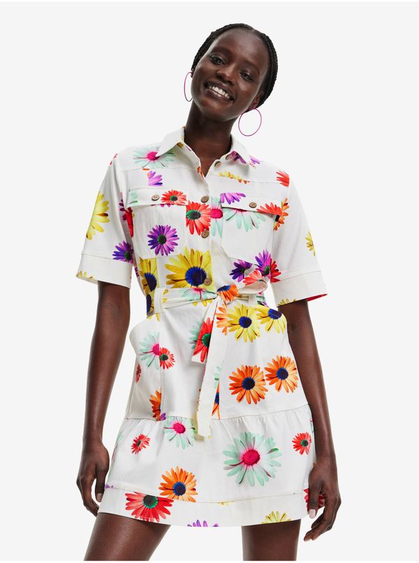 DESIGUAL White Women Floral Shirt Dress Desigual Belgica-Lacroix - Women
