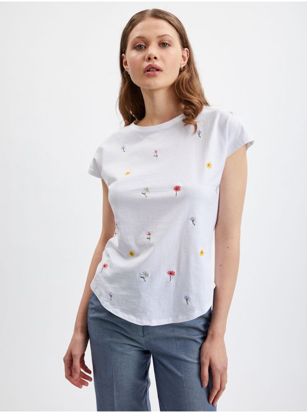 Orsay White women's floral T-shirt ORSAY