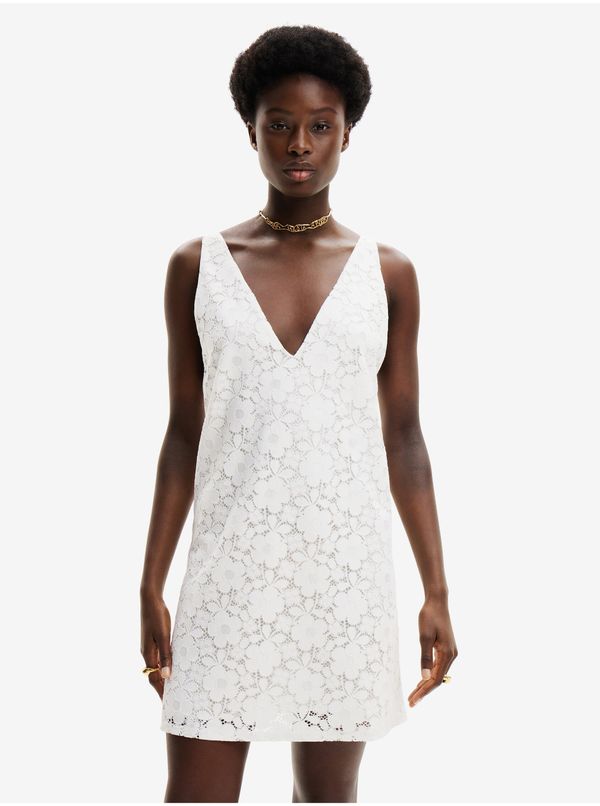 DESIGUAL White Women's Lace Dress Desigual Lace