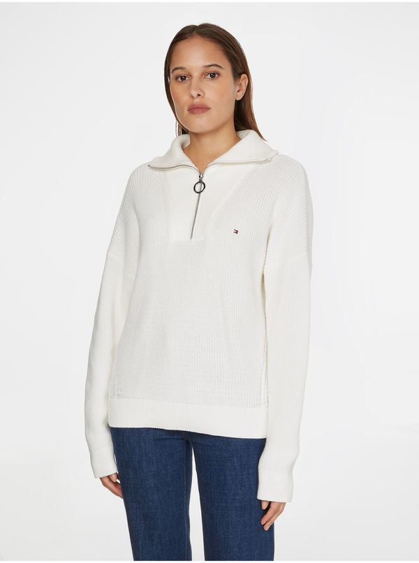 Tommy Hilfiger White Women's Sweater with Collar Tommy Hilfiger - Women