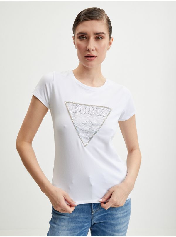 Guess White Women's T-Shirt Guess Crystal - Women