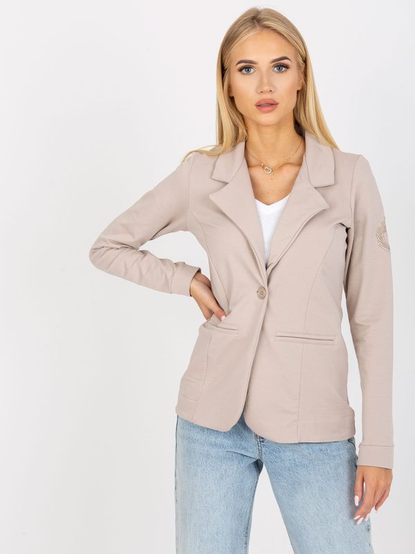 Fashionhunters Women's beige cotton jacket with OH BELLA fastening