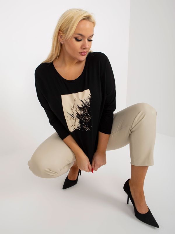 Fashionhunters Women's black blouse plus size with longer back