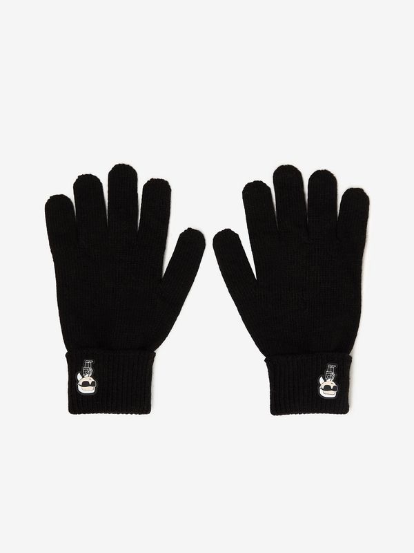 Karl Lagerfeld Women's black gloves with wool blend KARL LAGERFELD