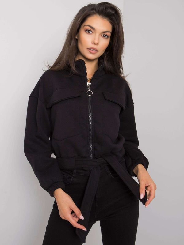 Fashionhunters Women's black hoodie with zipper closure