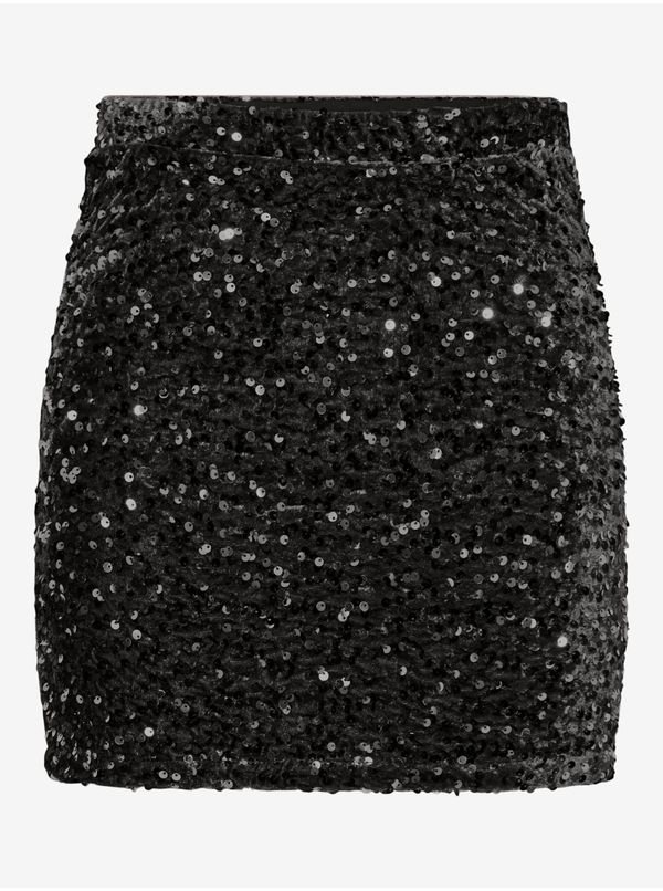 Pieces Women's Black Sequin Skirt Pieces Kam - Women