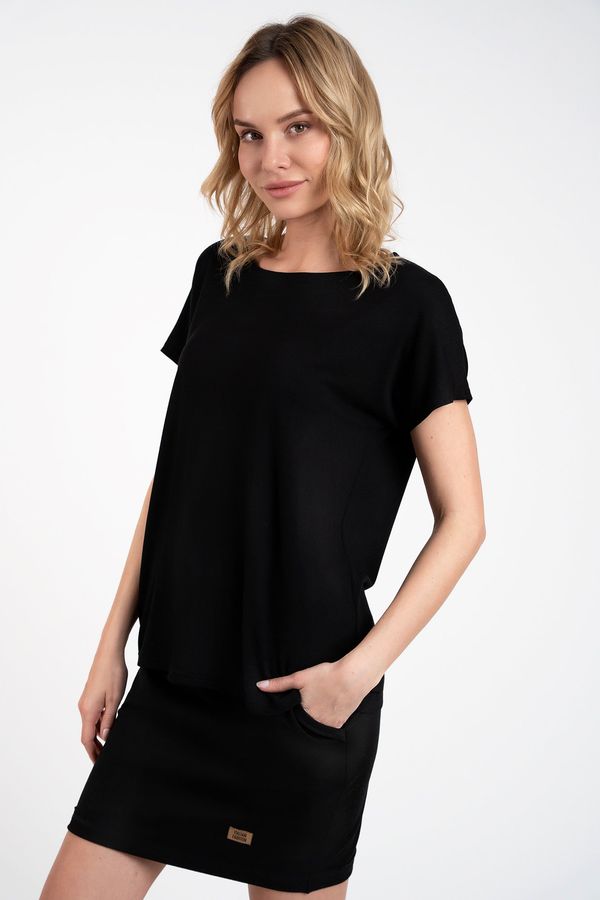 Italian Fashion Women's blouse Ksenia with short sleeves - black