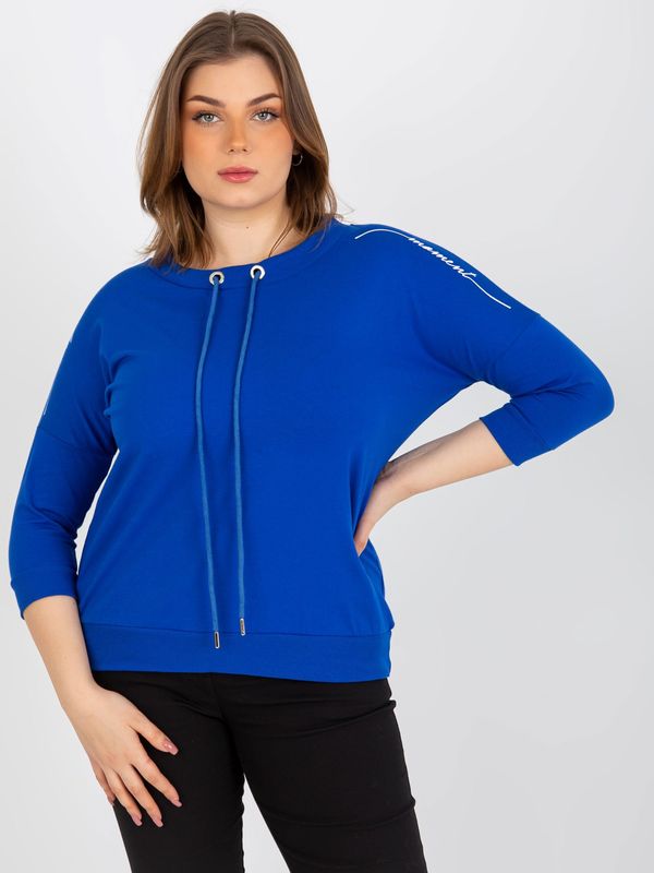 Fashionhunters Women's blouse plus size with 3/4 sleeves - blue