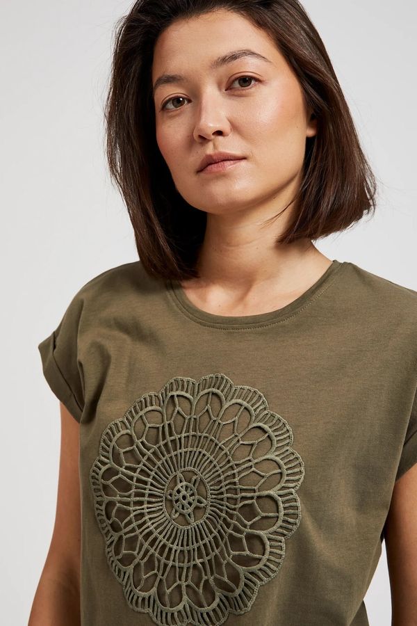 Moodo Women's blouse with embroidery MOODO - dark olive