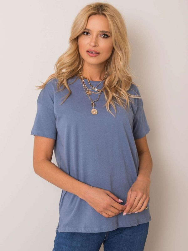 Fashionhunters Women's blue cotton T-shirt