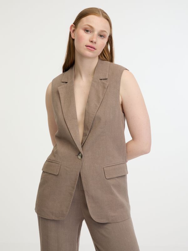 Only Women's brown vest with linen blend ONLY Agnes