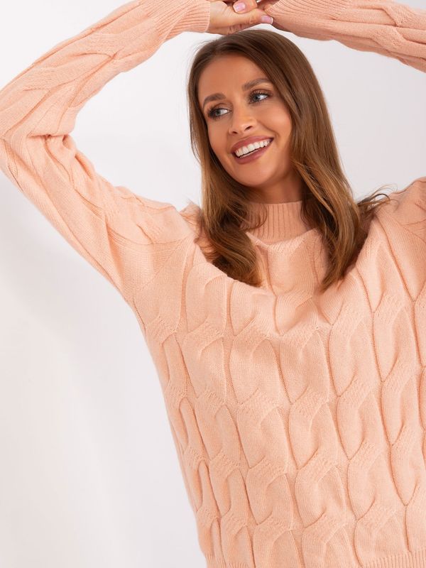 Fashionhunters Women's cable sweater peach