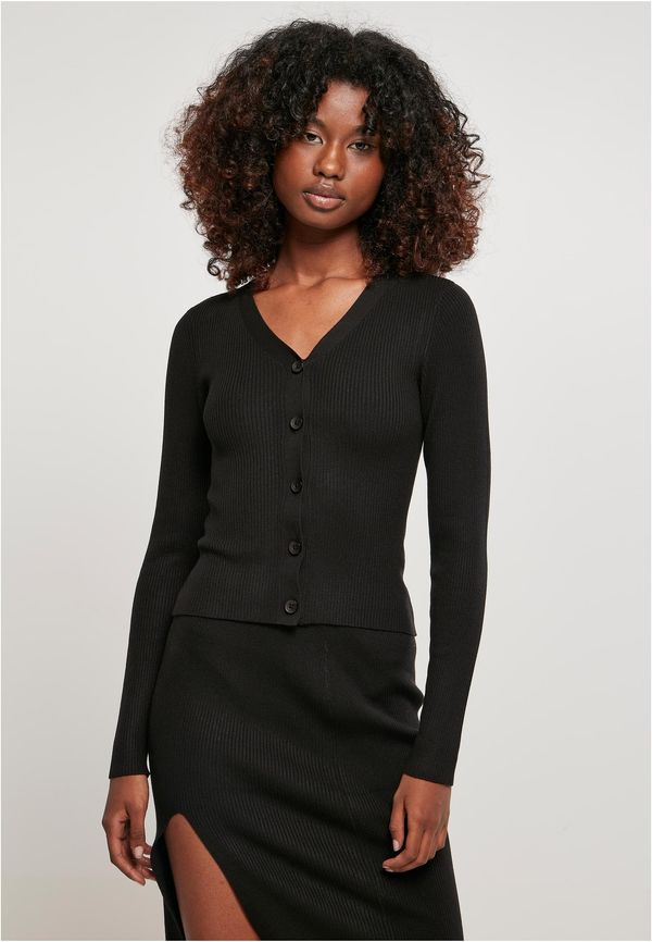 UC Ladies Women's cardigan with short rib knit - black