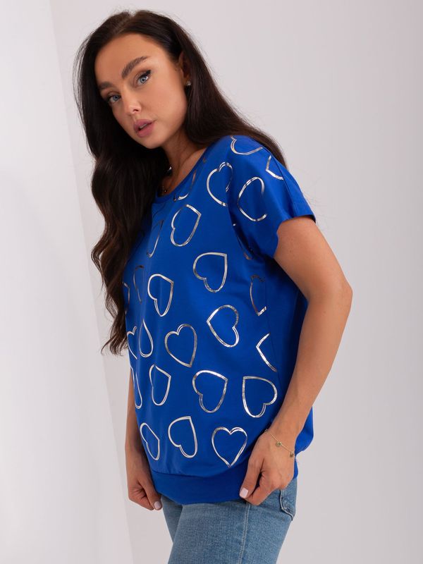 Fashionhunters Women's cobalt blue blouse with heart print