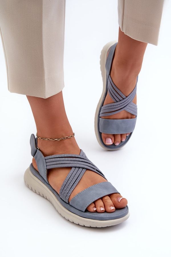 Kesi Women's Comfortable Velcro Sandals Blue Eladora