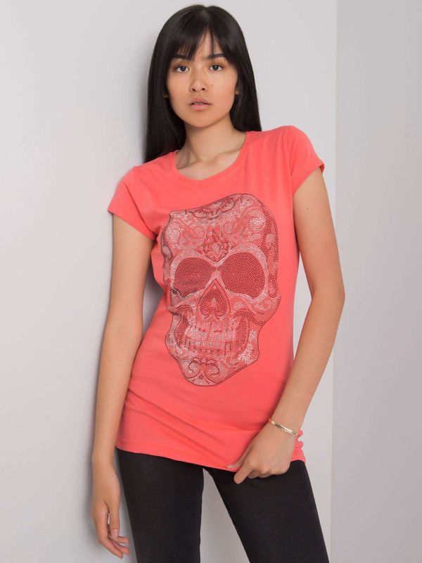 Fashionhunters Women's coral shirt with skull