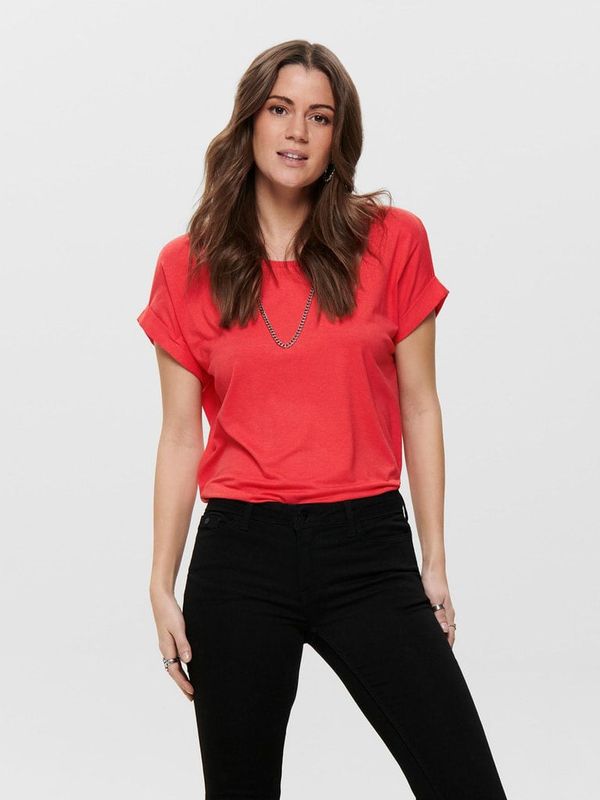 Only Women's Coral T-Shirt ONLY Moster