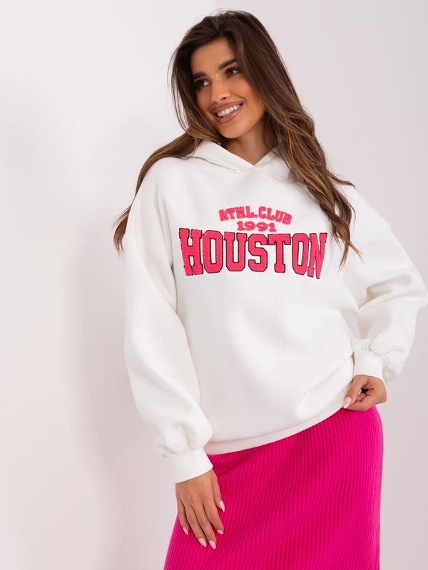 Fashionhunters Women's cotton sweatshirt Ecru with hood