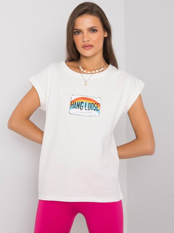 Fashionhunters Women's cotton T-shirt Ecru