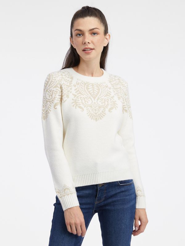 Orsay Women's cream patterned sweater ORSAY