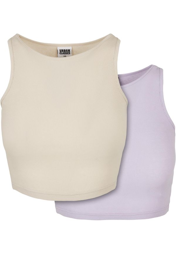 UC Ladies Women's Cropped Rib Top 2-Pack Softseagrass+Lilac