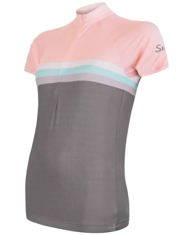 Sensor Women's cycling jersey Sensor Cyklo Summer Stripe Grey/Pink