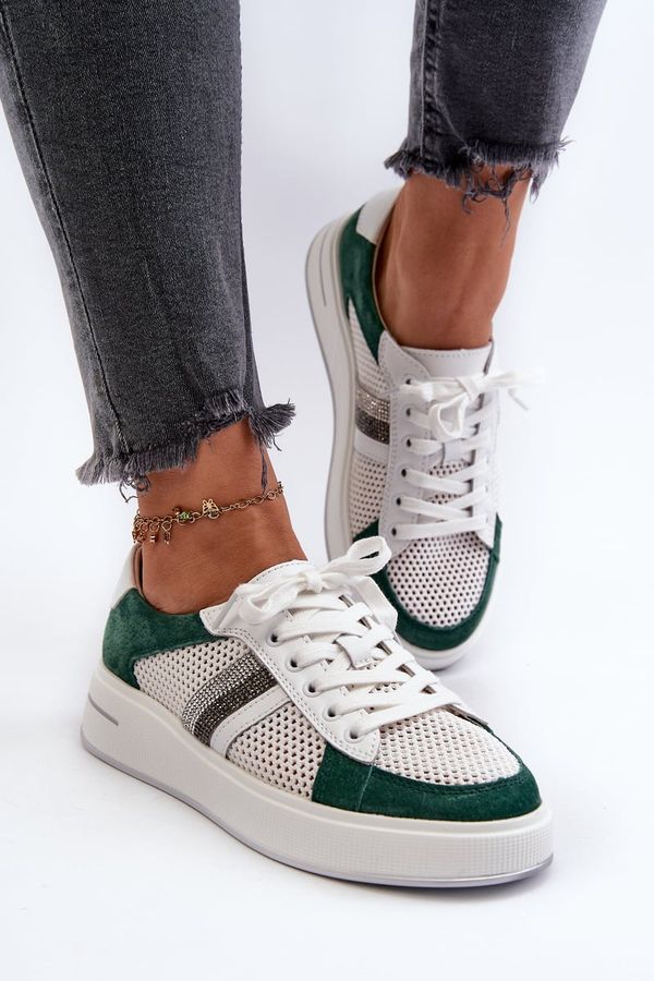 Kesi Women's D&A leather sneakers - green-white