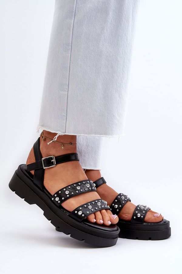 Kesi Women's Decorated Sandals Eco Leather Black Arcida
