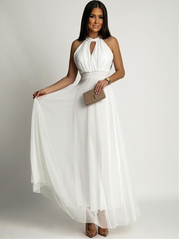 FASARDI Women's elegant dress with tulle bottom FASARDI - white