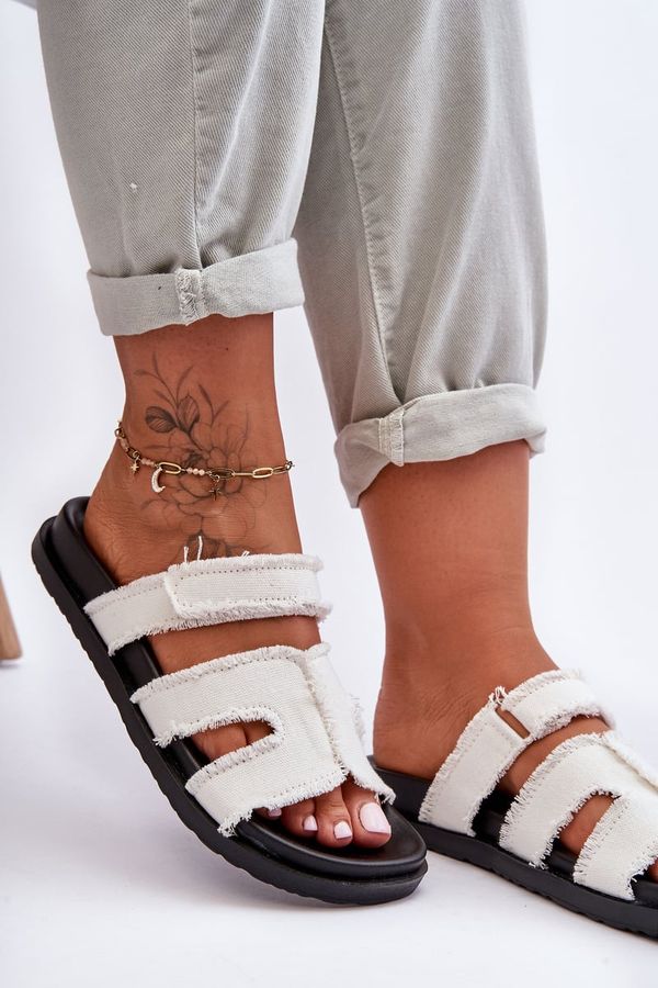 Kesi Women's fabric sandals with white Lamirose trim