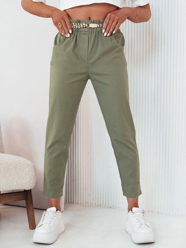 DStreet Women's fabric trousers ERLON, green Dstreet
