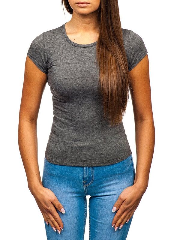 Kesi Women's fashion T-shirt with a round neckline - dark gray,